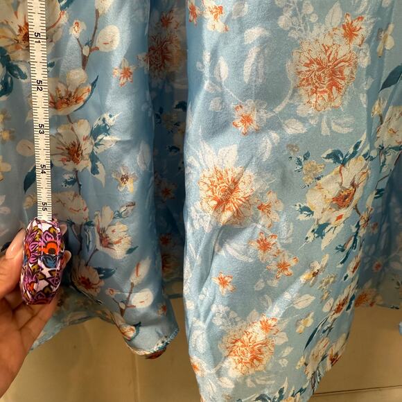 Bloom Into Love Blue Floral Organza One-Shoulder Maxi Dress - Picture 5 of 13